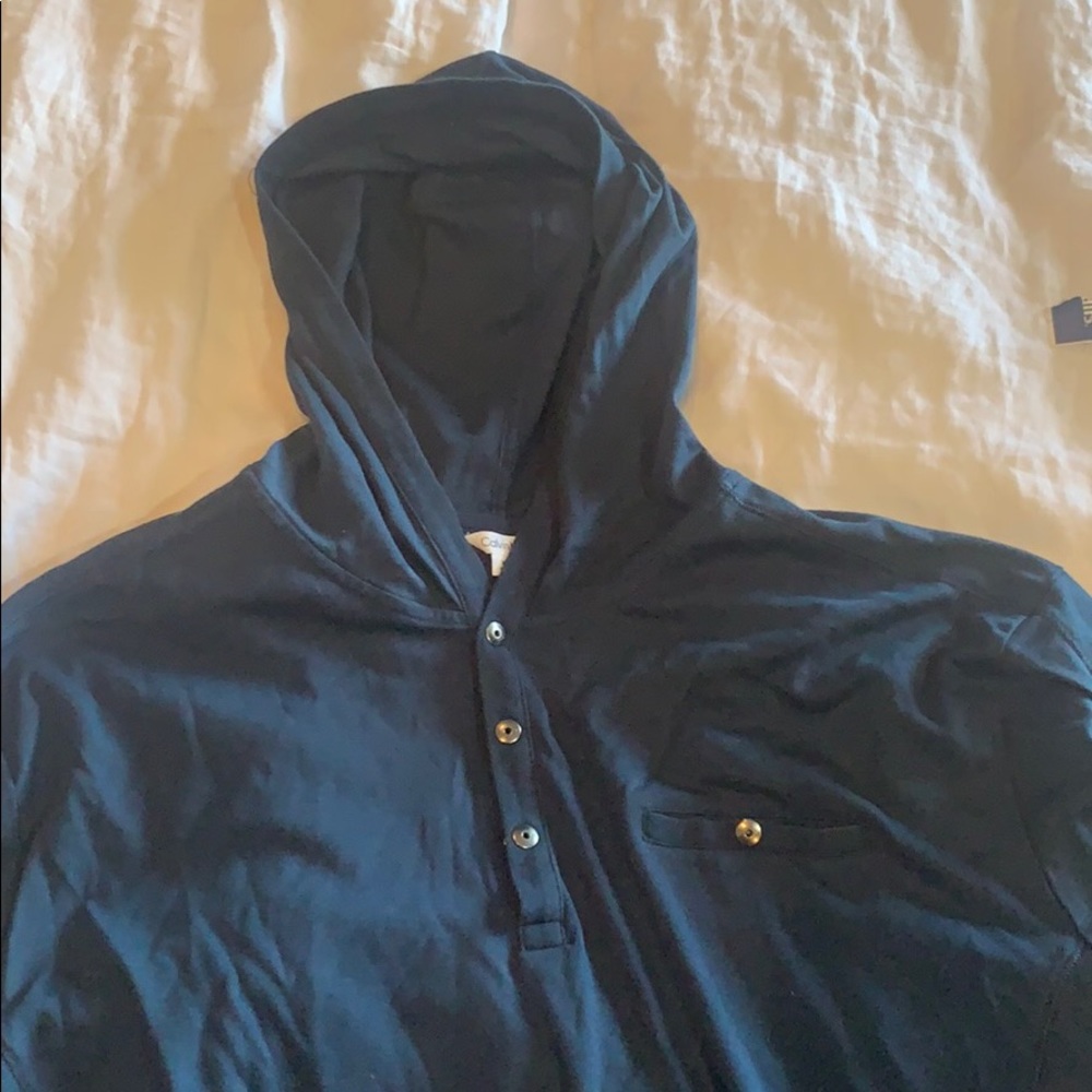 men’s calvin klein henley hoodie sweater xxl 2xl